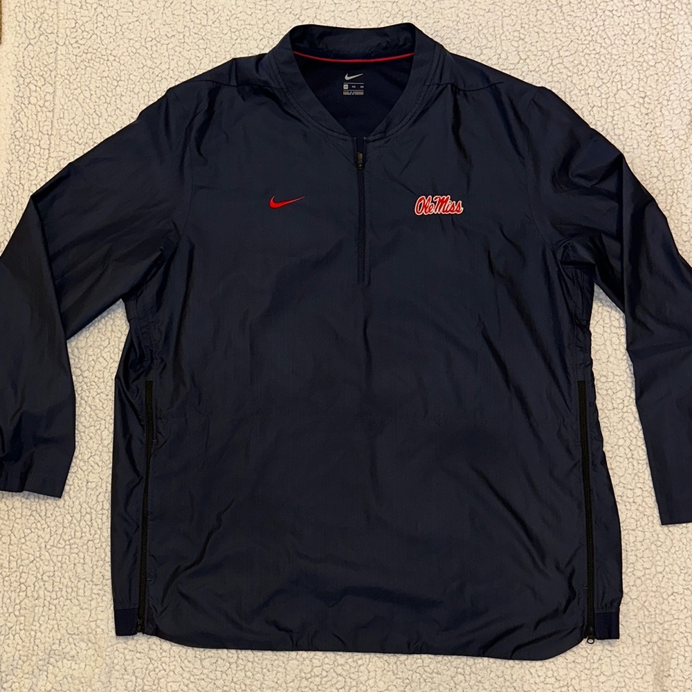 Ole Miss Nike Men's Navy Lightweight Windbreaker 1/4 Zip Jacket